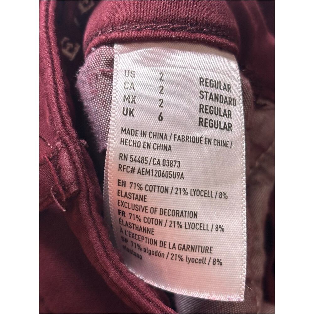 American Eagle Outfitters Women's Burgundy Hi-Rise Jeggings Size 2 Regular - Picture 6 of 9